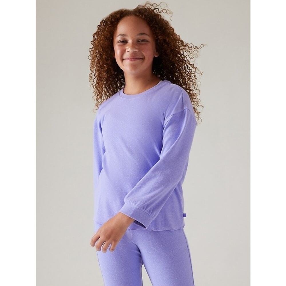 Athleta Girl Change Maker Flare Pants Set L 12 Lavender 3/4 Sleeve Pockets NWOT